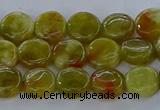 CNS619 15.5 inches 8mm flat round green dragon serpentine jasper beads