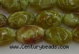 CNS632 15.5 inches 12*16mm oval green dragon serpentine jasper beads