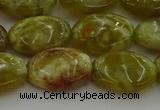 CNS633 15.5 inches 13*18mm oval green dragon serpentine jasper beads