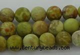 CNS651 15.5 inches 8mm round matte green dragon serpentine jasper beads