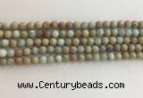 CNS706 15.5 inches 4mm round matte serpentine jasper beads