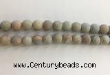 CNS709 15.5 inches 10mm round matte serpentine jasper beads