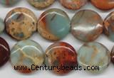 CNS81 15.5 inches 16mm flat round natural serpentine jasper beads