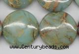 CNS84 15.5 inches 25mm flat round natural serpentine jasper beads