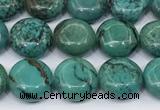 CNT561 15.5 inches 10mm flat round turquoise gemstone beads