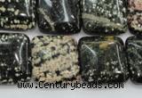 COB166 15.5 inches 20*20mm square snowflake obsidian beads