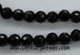 COB353 15.5 inches 8mm faceted round black obsidian beads