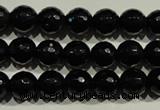 COB451 15.5 inches 6mm faceted round black obsidian beads