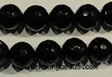 COB454 15.5 inches 12mm faceted round black obsidian beads