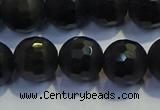 COB473 15.5 inches 6mm faceted round matte black obsidian beads