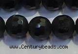 COB475 15.5 inches 10mm faceted round matte black obsidian beads