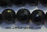 COB476 15.5 inches 12mm faceted round matte black obsidian beads