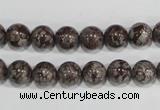 COB552 15.5 inches 8mm round red snowflake obsidian beads wholesale