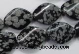 COB57 15.5 inches 15*20mm twisted oval Chinese snowflake obsidian beads