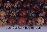 COB662 15.5 inches 8mm round red snowflake obsidian beads