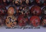 COB665 15.5 inches 14mm round red snowflake obsidian beads