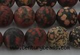 COB674 15.5 inches 12mm round matte red snowflake obsidian beads