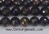 COB685 15.5 inches 6mm faceted round golden black obsidian beads