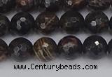 COB686 15.5 inches 8mm faceted round golden black obsidian beads