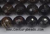 COB687 15.5 inches 10mm faceted round golden black obsidian beads