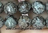 COB692 15.5 inches 8mm faceted round Chinese snowflake obsidian beads