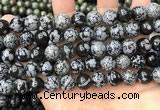 COB762 15.5 inches 12mm round snowflake obsidian beads wholesale