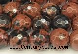 COB775 15 inches 6mm faceted round mahogany obsidian beads