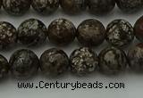 COB812 15.5 inches 8mm faceted round red snowflake obsidian beads