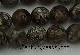 COB813 15.5 inches 10mm faceted round red snowflake obsidian beads