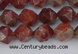 COJ1007 15.5 inches 8mm faceted nuggets pomegranate jasper beads