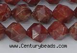 COJ1008 15.5 inches 10mm faceted nuggets pomegranate jasper beads