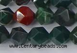 COJ322 15.5 inches 10mm faceted nuggets Indian bloodstone beads