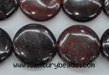 COJ35 15.5 inches 22mm flat round blood jasper gemstone beads