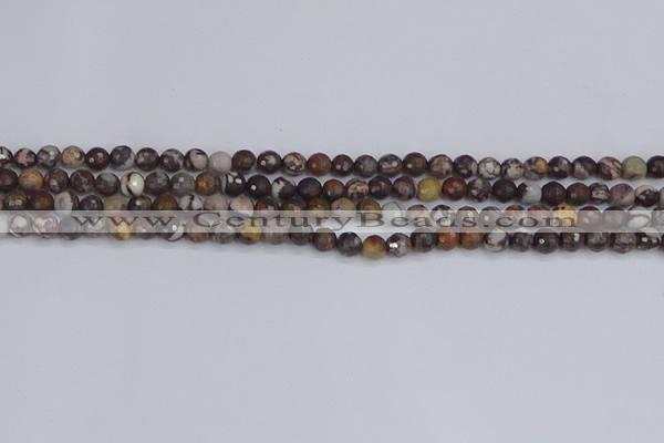 COJ360 15.5 inches 4mm faceted round outback jasper beads