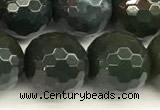 COJ503 15 inches 12mm faceted round Indian bloodstone jasper beads