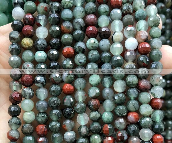 COJ506 15 inches 6mm faceted round blood jasper beads wholesale