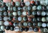 COJ508 15 inches 10mm faceted round blood jasper beads wholesale