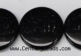 CON48 15.5 inches 28mm flat round black onyx gemstone beads