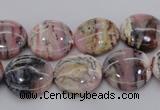 COP1260 15.5 inches 10mm flat round natural pink opal gemstone beads