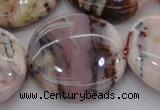 COP1270 15.5 inches 40mm flat round natural pink opal gemstone beads