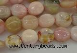 COP1293 15.5 inches 8mm flat round natural pink opal beads