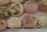 COP1295 15.5 inches 12mm flat round natural pink opal beads