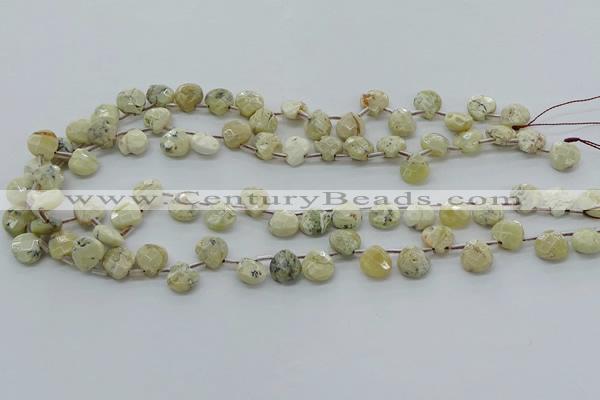 COP1482 15.5 inches 10*10mm briolette African opal gemstone beads