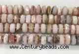 COP1554 15.5 inches 6*13mm - 8*14mm faceted tyre natural pink opal beads