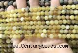 COP1765 15.5 inches 4mm round matte yellow opal beads wholesale