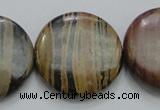 COP215 15.5 inches 30mm flat round natural brown opal gemstone beads