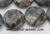 COP278 15.5 inches 25mm faceted round natural grey opal gemstone beads