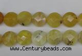 COP345 15.5 inches 10mm faceted coin yellow opal gemstone beads