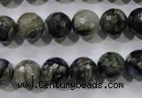 COP463 15.5 inches 10mm faceted round natural grey opal gemstone beads