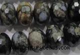 COP478 15.5 inches 13*18mm faceted rondelle natural grey opal beads